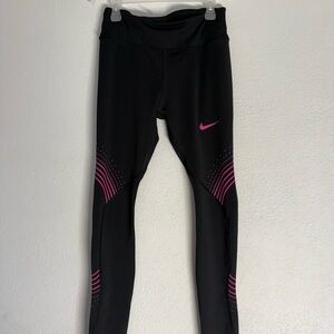 Nike Black Leggings with Pink Highlights